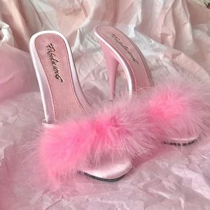 Pink marabou heels